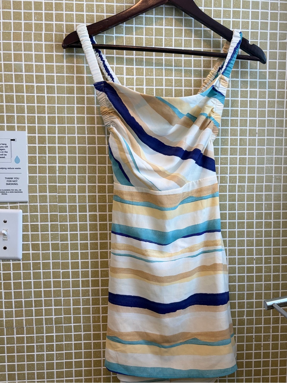 Forever 21 Cream, Navy and Aqua Striped Mini Dress